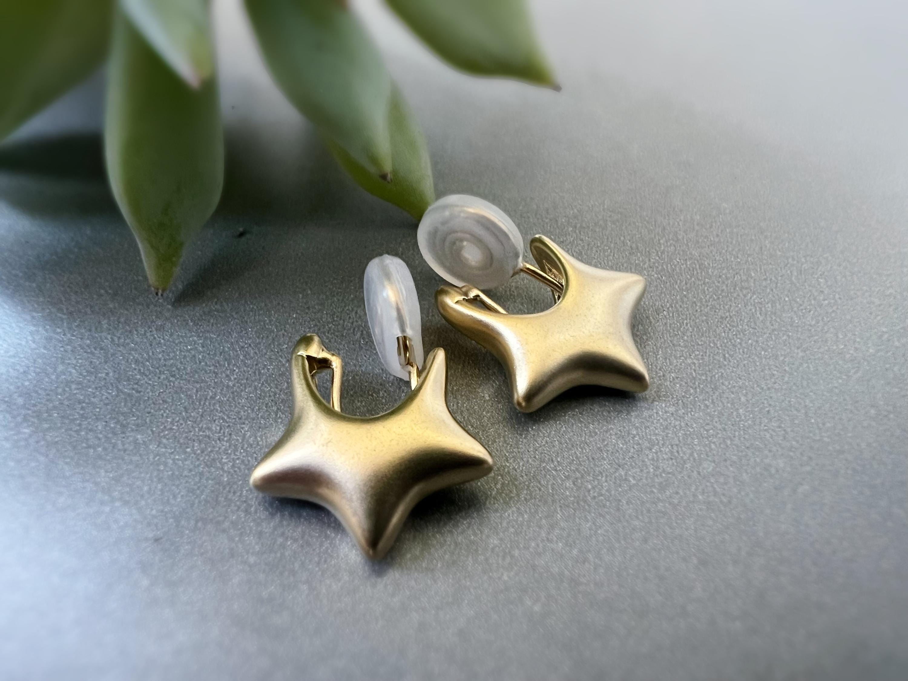 SANS DOULEUR ! Boucles d'oreilles CLIPS U spirale Cercle étoile couleur Or / Argent. Clips d'oreilles confortable Boucles Délicates