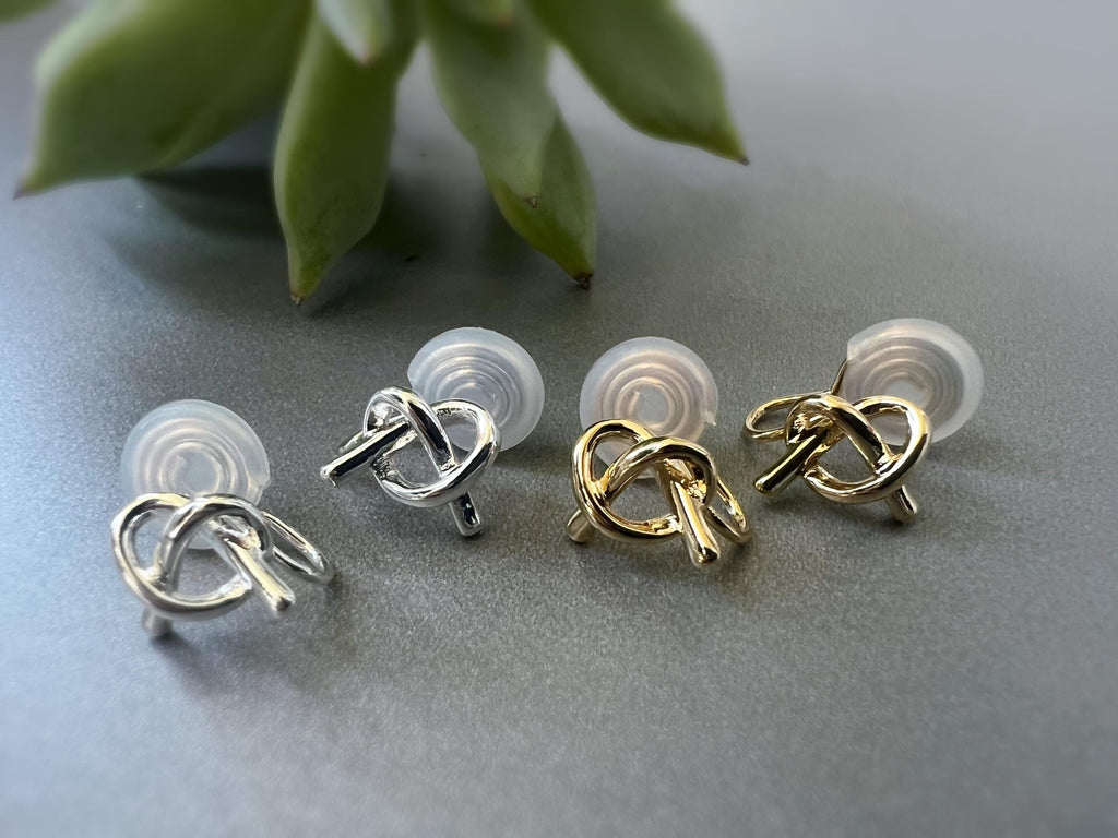 SANS DOULEUR ! Boucles d'oreilles CLIPS U spirale nœud couleur Or / Argent. Clips d'oreilles confortable Boucles Délicates