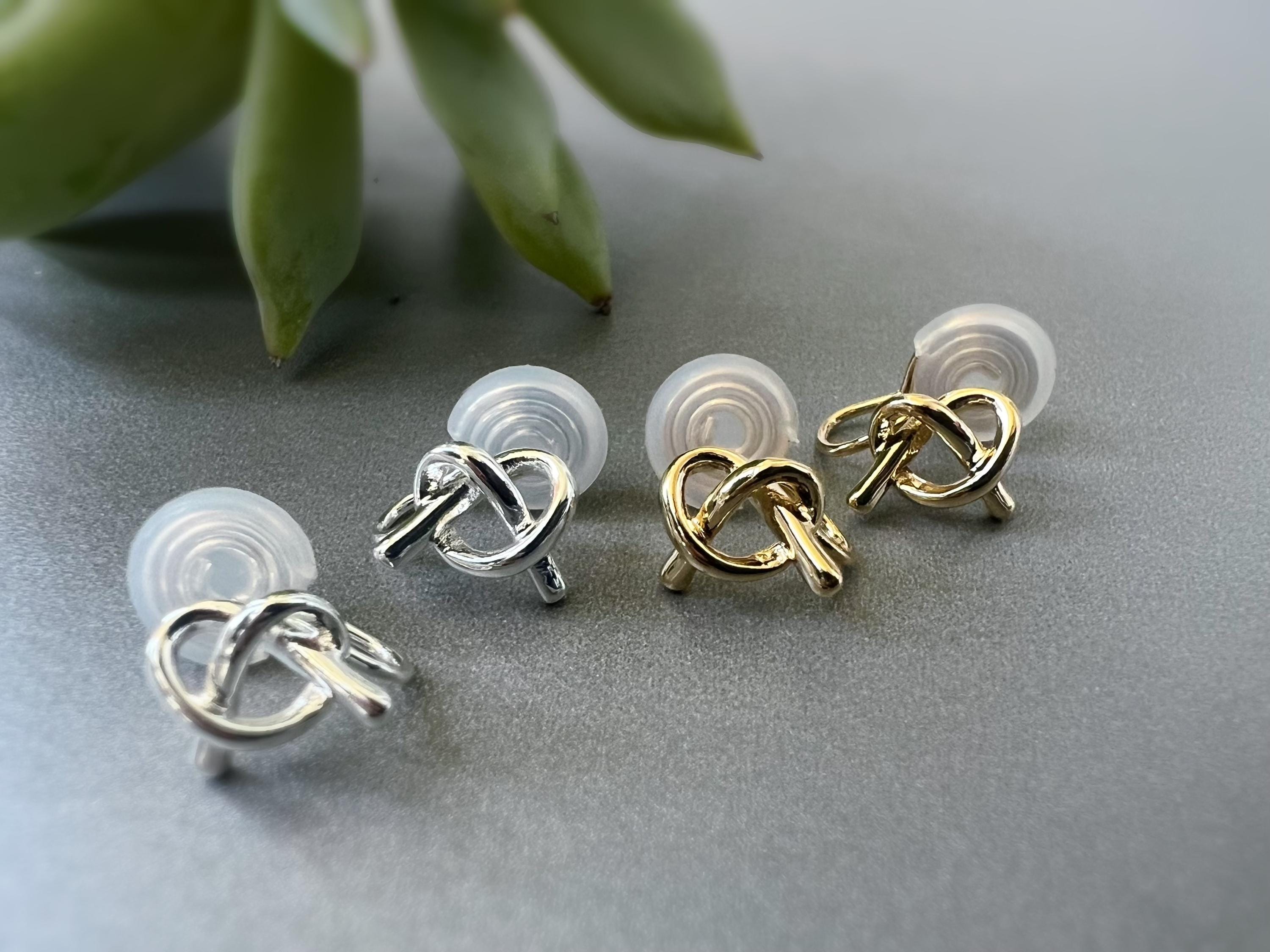 SANS DOULEUR ! Boucles d'oreilles CLIPS U spirale nœud couleur Or / Argent. Clips d'oreilles confortable Boucles Délicates