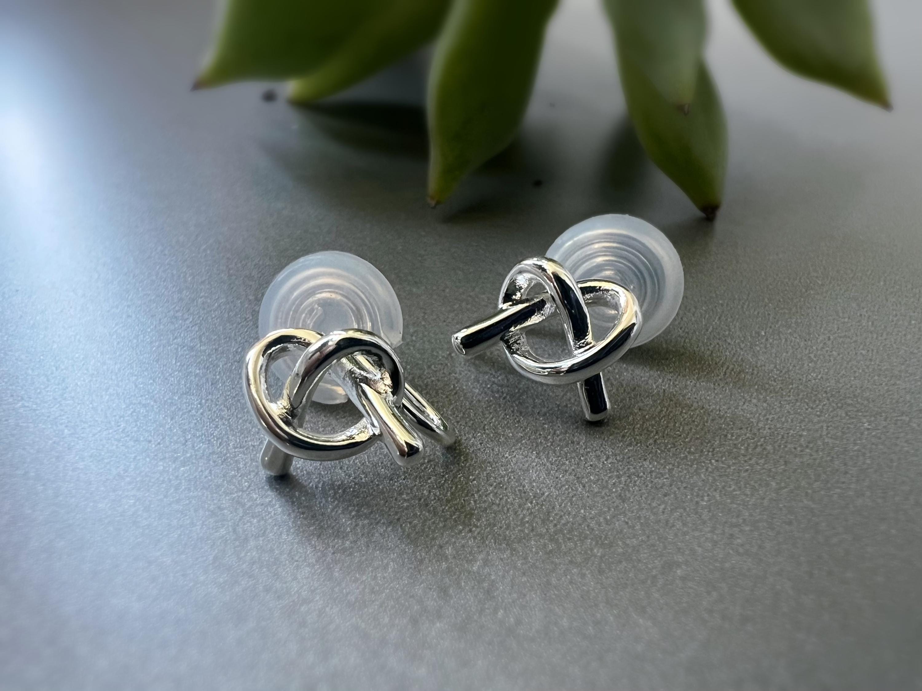 SANS DOULEUR ! Boucles d'oreilles CLIPS U spirale nœud couleur Or / Argent. Clips d'oreilles confortable Boucles Délicates