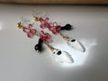 Halloween Boucles d'oreilles Clips ou Crochet pendantes, petit fantôme, citrouille, Mini fleurs Rose Jaune, Perle facette agate noire.