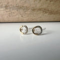 Boucles d'oreilles Clips INVISIBLES Mini ovale or zircon, Clips d'oreilles confortable bijoux minimaliste quotidien.