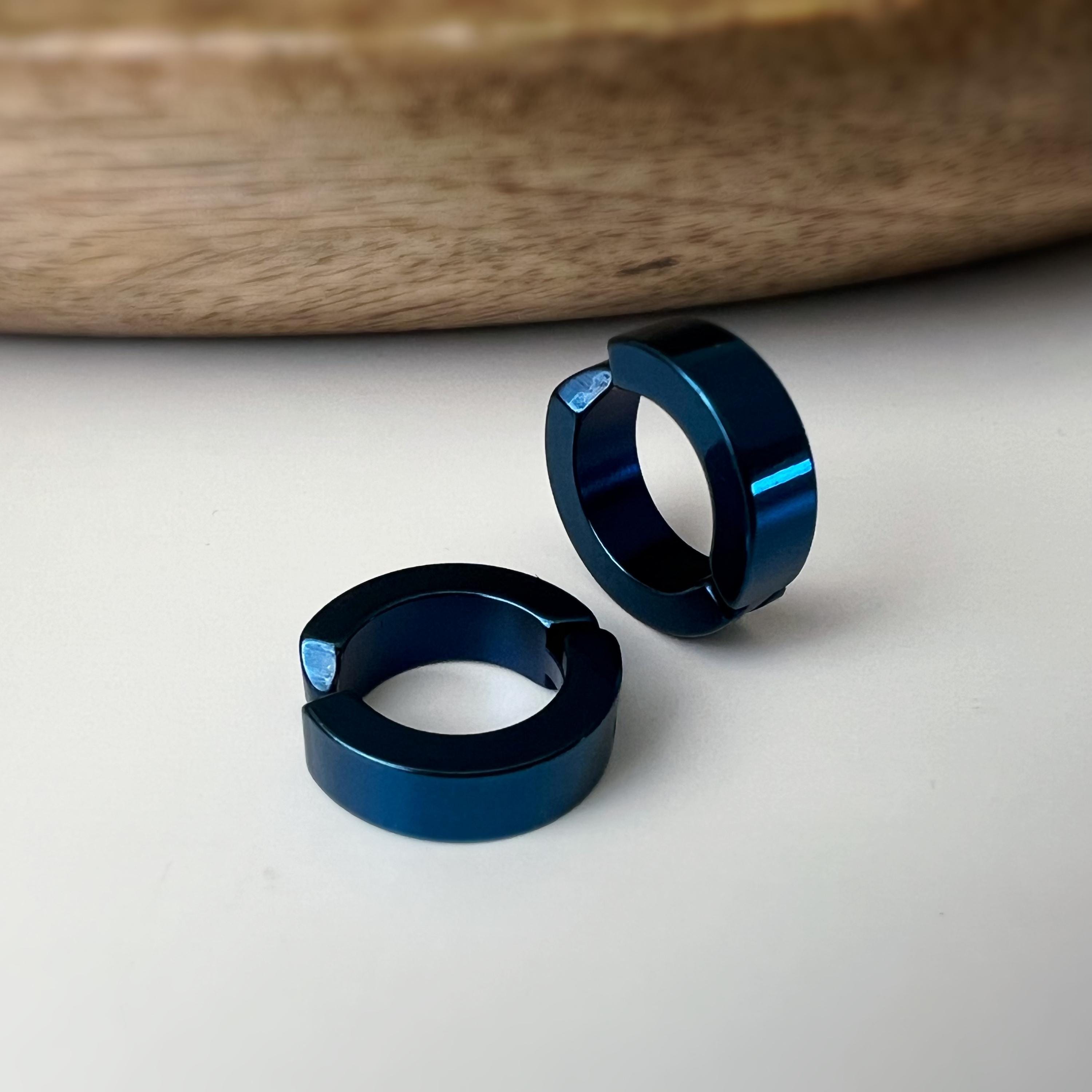 Boucles d'oreille CLIPS Pince Anneaux couleur Argent, Noir, Or, Bleu pour oreilles non percées. Bijoux quotidien