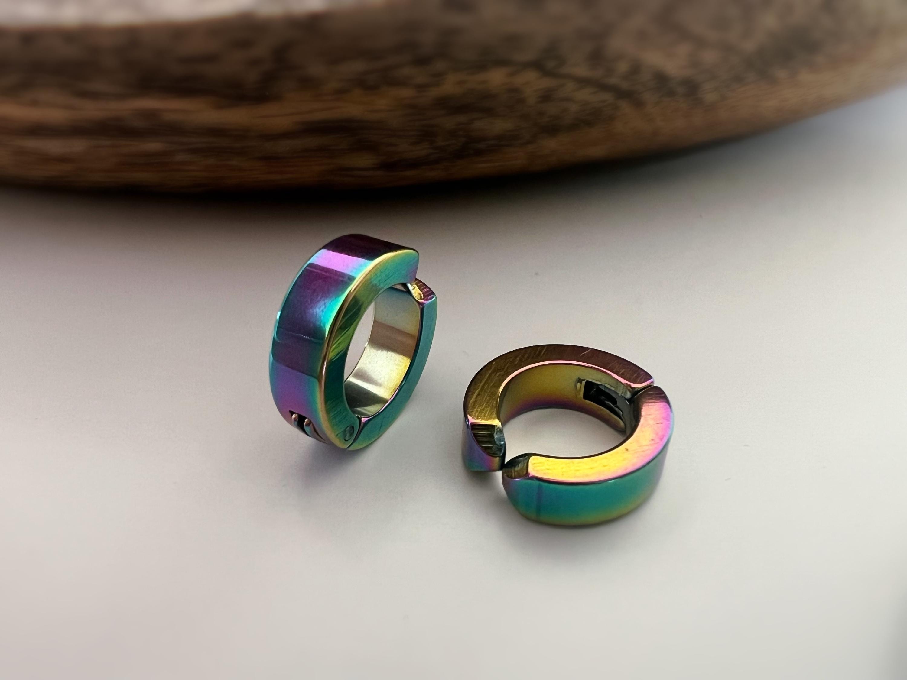 Boucles d'oreille CLIPS Pince Anneaux couleur Argent, Noir, Or, Bleu pour oreilles non percées. Bijoux quotidien