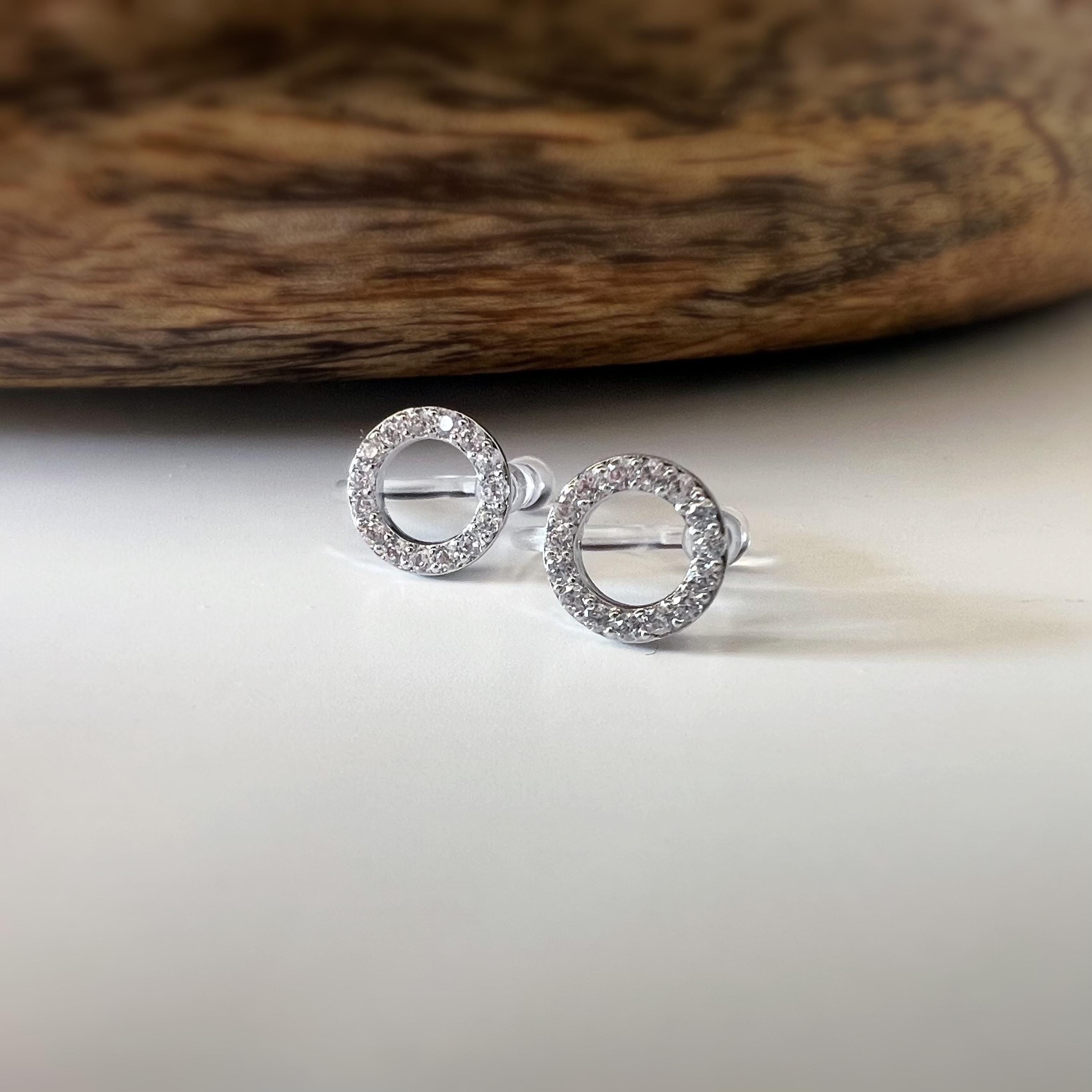 Mini CLIPS d'oreilles invisibles, Mini Cercle Or / Argent Zircon, Boucles d'oreilles clips confortable délicat minimaliste