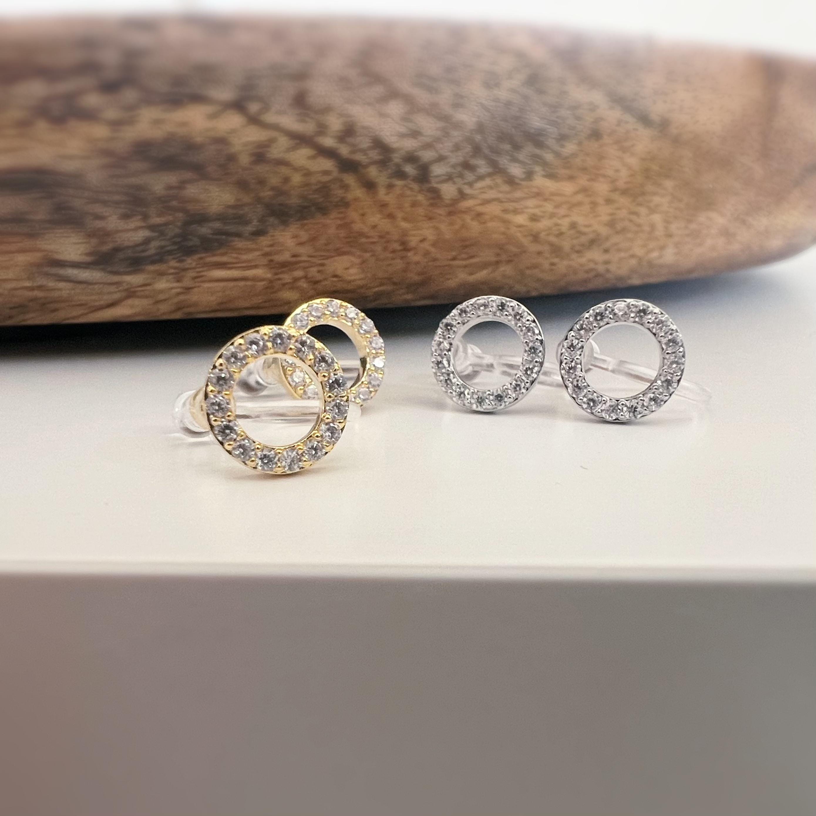 Mini CLIPS d'oreilles invisibles, Mini Cercle Or / Argent Zircon, Boucles d'oreilles clips confortable délicat minimaliste
