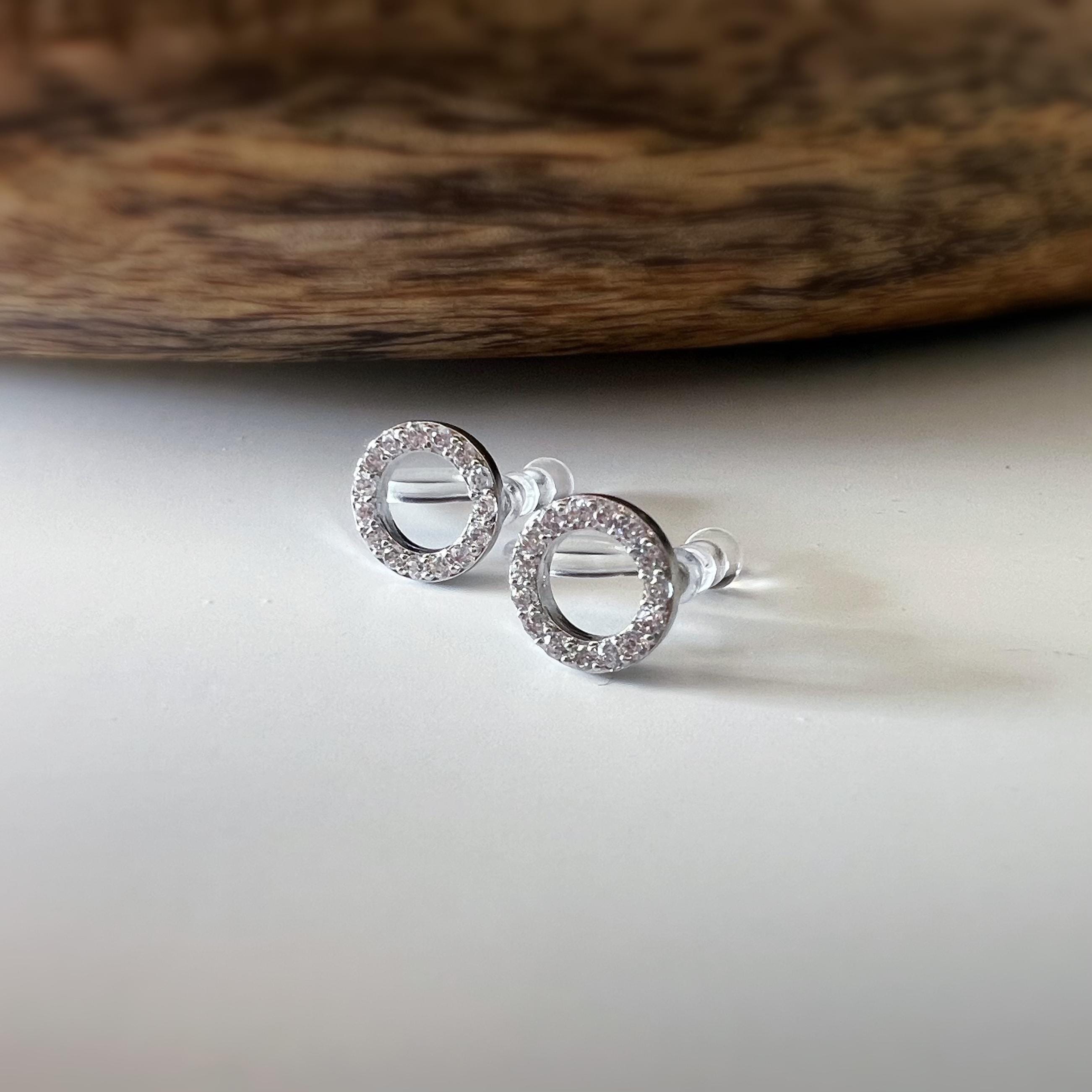 Mini CLIPS d'oreilles invisibles, Mini Cercle Or / Argent Zircon, Boucles d'oreilles clips confortable délicat minimaliste