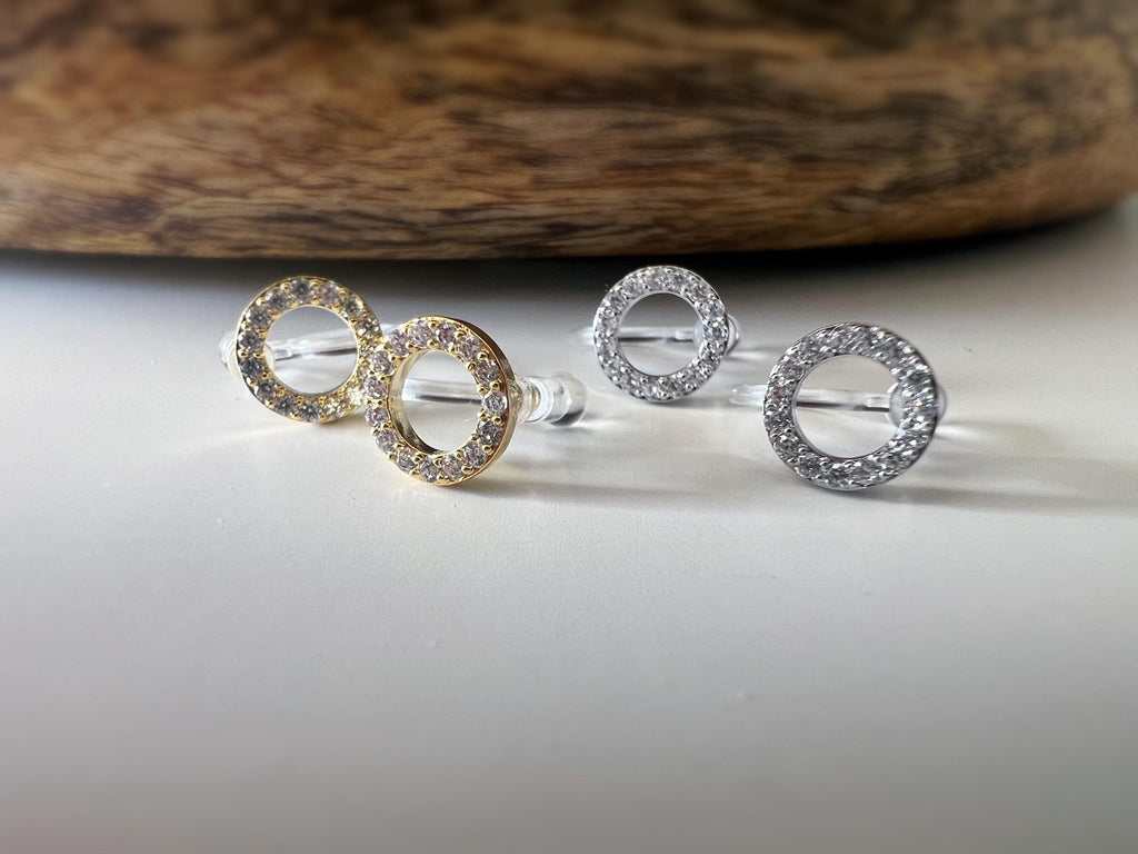 Mini CLIPS d'oreilles invisibles, Mini Cercle Or / Argent Zircon, Boucles d'oreilles clips confortable délicat minimaliste