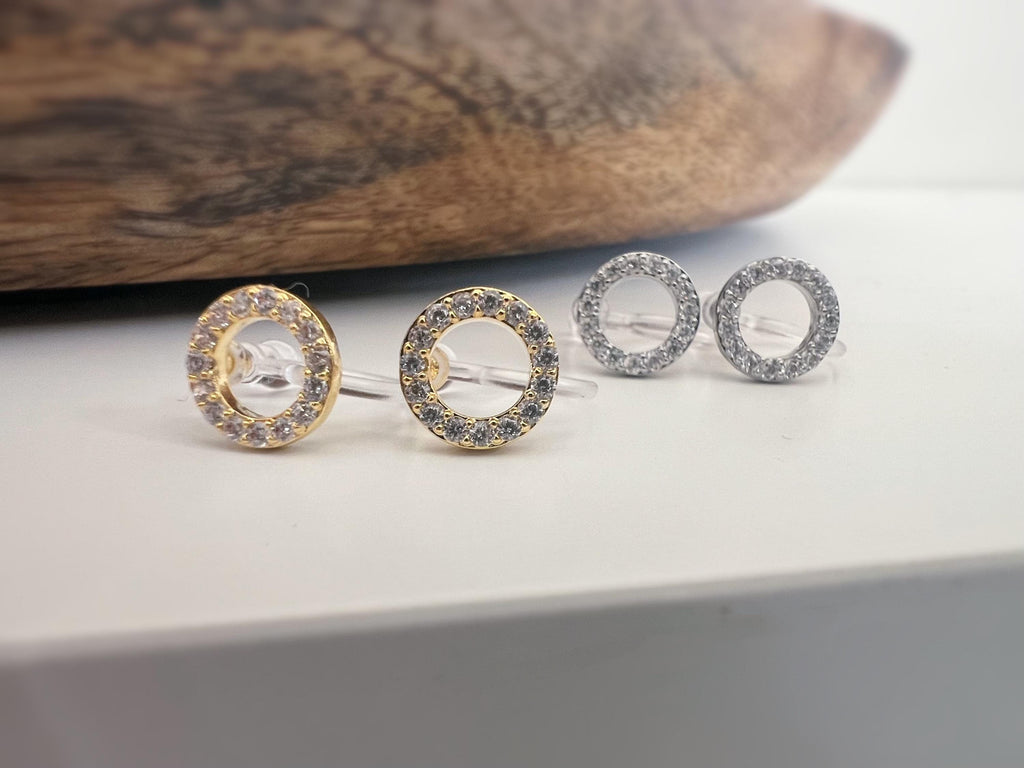 Mini CLIPS d'oreilles invisibles, Mini Cercle Or / Argent Zircon, Boucles d'oreilles clips confortable délicat minimaliste