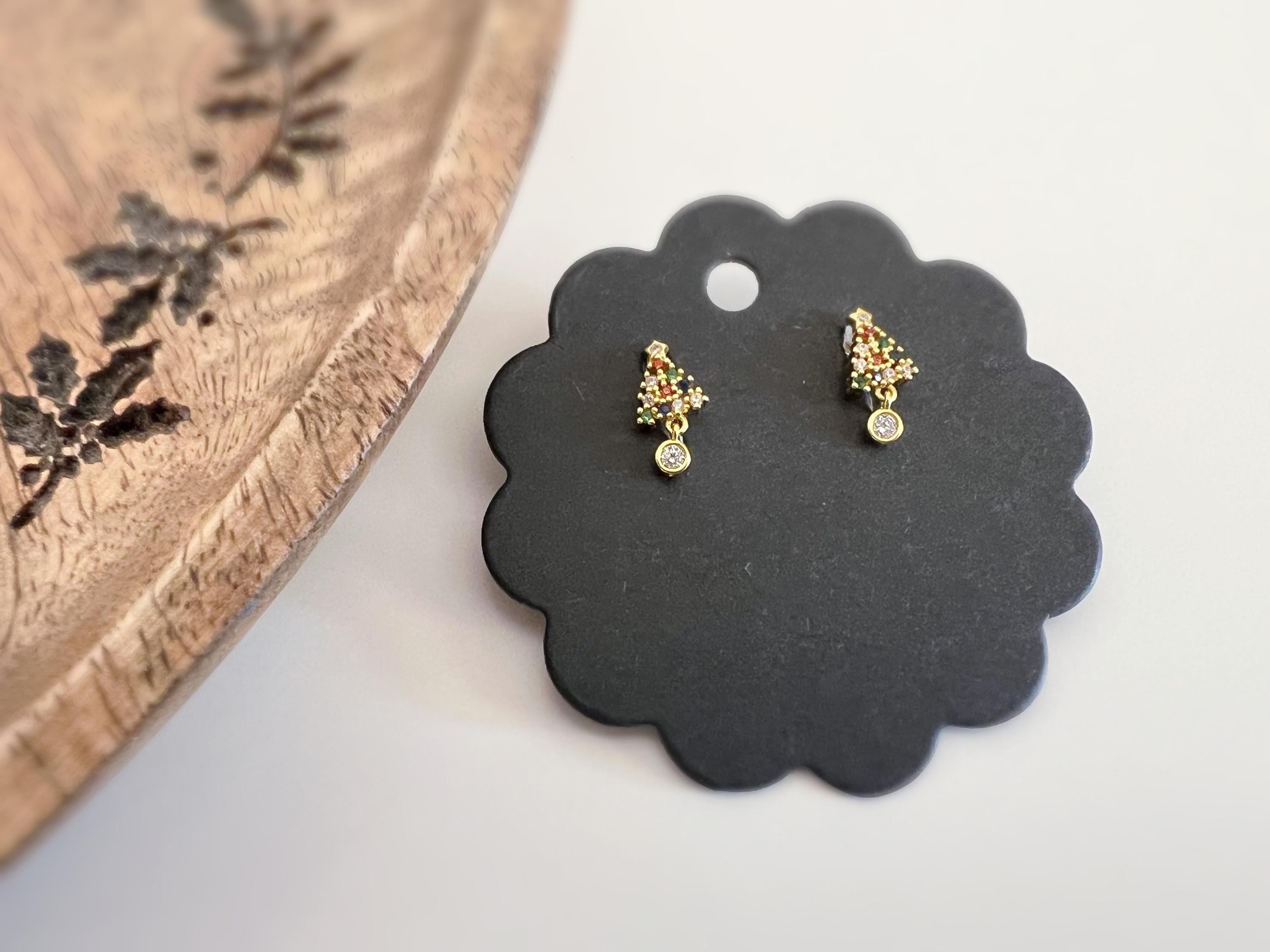 Mini Sapin de Noël 1.5cm Clips Invisible Mini perle rond zircon, sapin zircon rouge vert bleu Boucles d'oreilles Cadeaux Noël Prêt à offrir