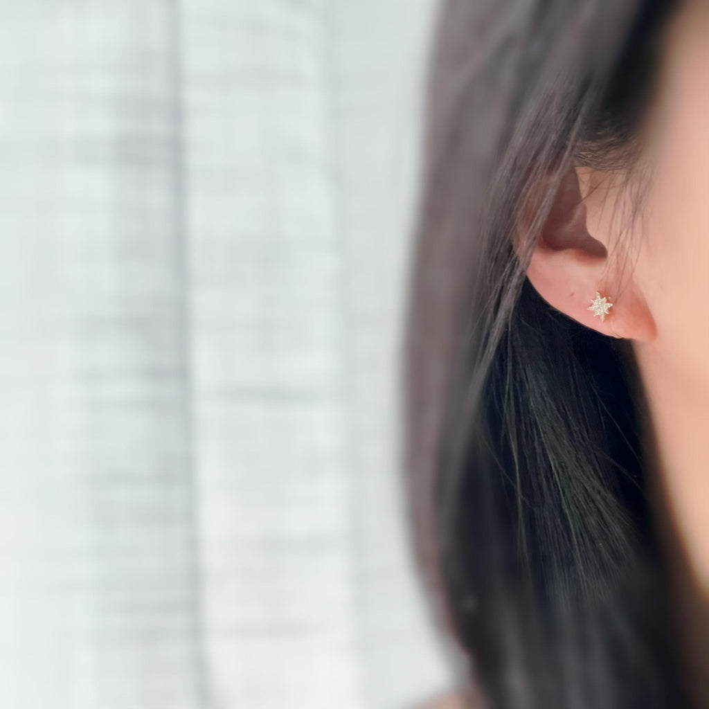 Mini étoile clips d'oreilles résine invisible. étoile or zircon Pentacle et étoile or à huit branches Boucles d'oreille clips confortable
