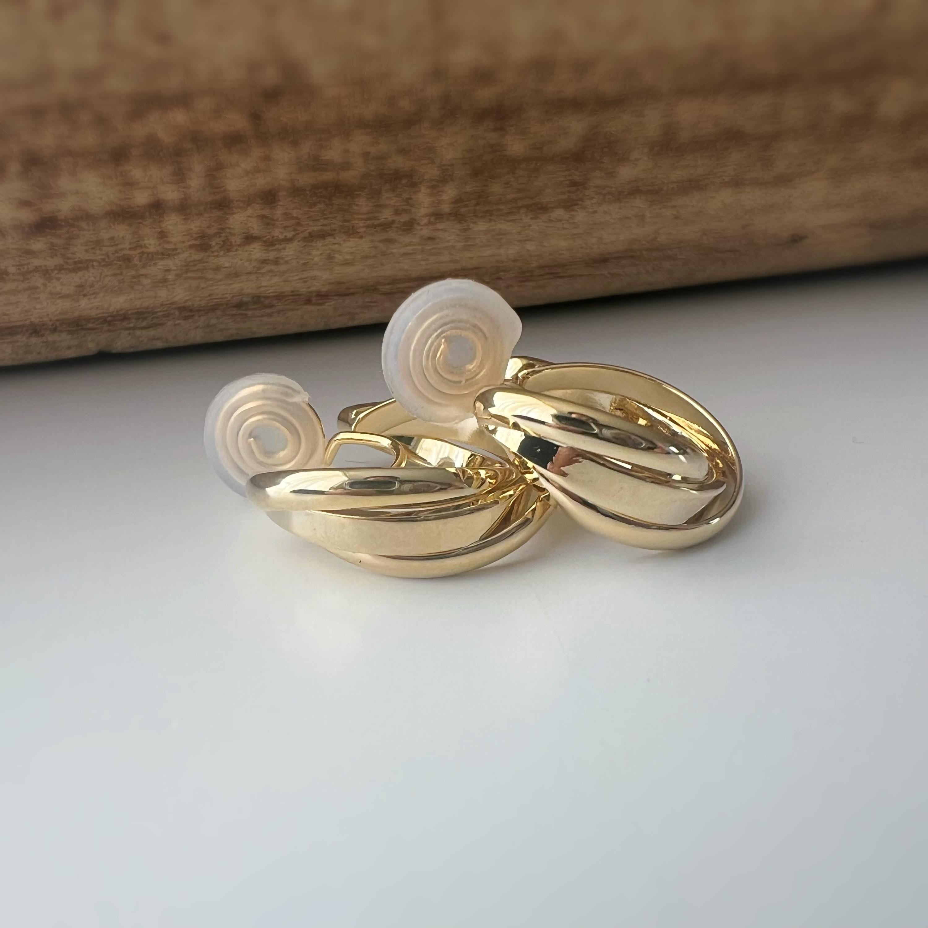 SANS DOULEUR ! 20MM Boucles d'oreilles CLIPS U spirale Cercle torsadé Or /Argent Clips d'oreilles confortable Boucles Délicates