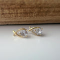 Boucles d'oreilles Clips INVISIBLES or en forme de poisson, Triangle mini et grande Zircon rond. Clips d'oreilles Confortables Prêt à offrir