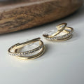 Boucles d'oreilles clip dorée triple anneau ornées strass scintillants Élégantes raffinées elles apportent une touche lumineuse sophistiquée