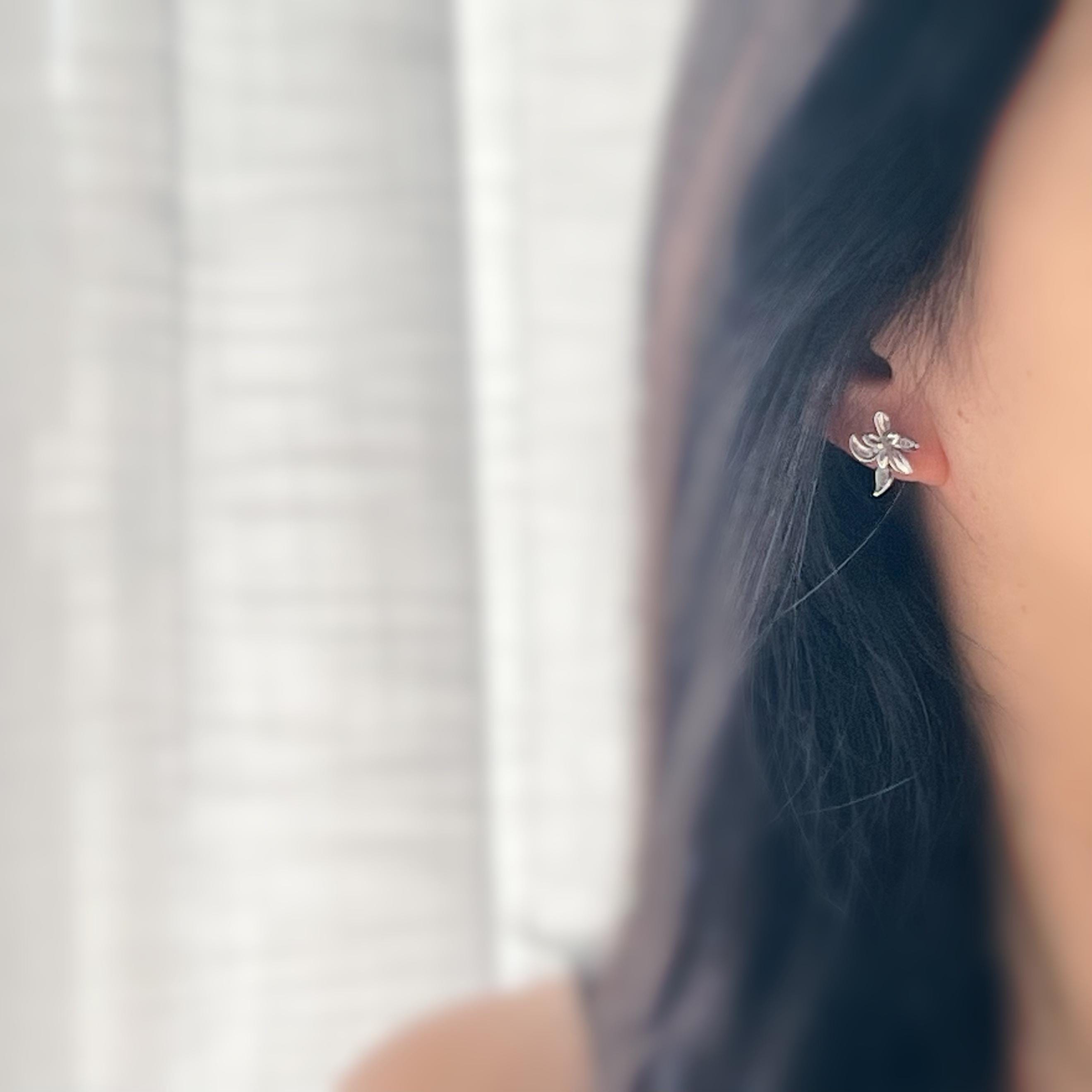 Boucles d'oreilles clip fleur argentée, au design ajouré raffiné. Légères et confortables, parfaites pour sublimer vos looks sans perçage.