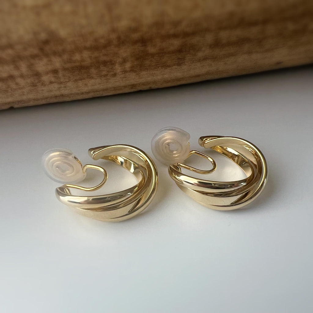 SANS DOULEUR ! 20MM Boucles d'oreilles CLIPS U spirale Cercle torsadé Or /Argent Clips d'oreilles confortable Boucles Délicates