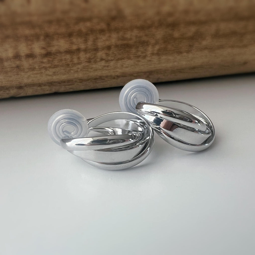 SANS DOULEUR ! 20MM Boucles d'oreilles CLIPS U spirale Cercle torsadé Or /Argent Clips d'oreilles confortable Boucles Délicates