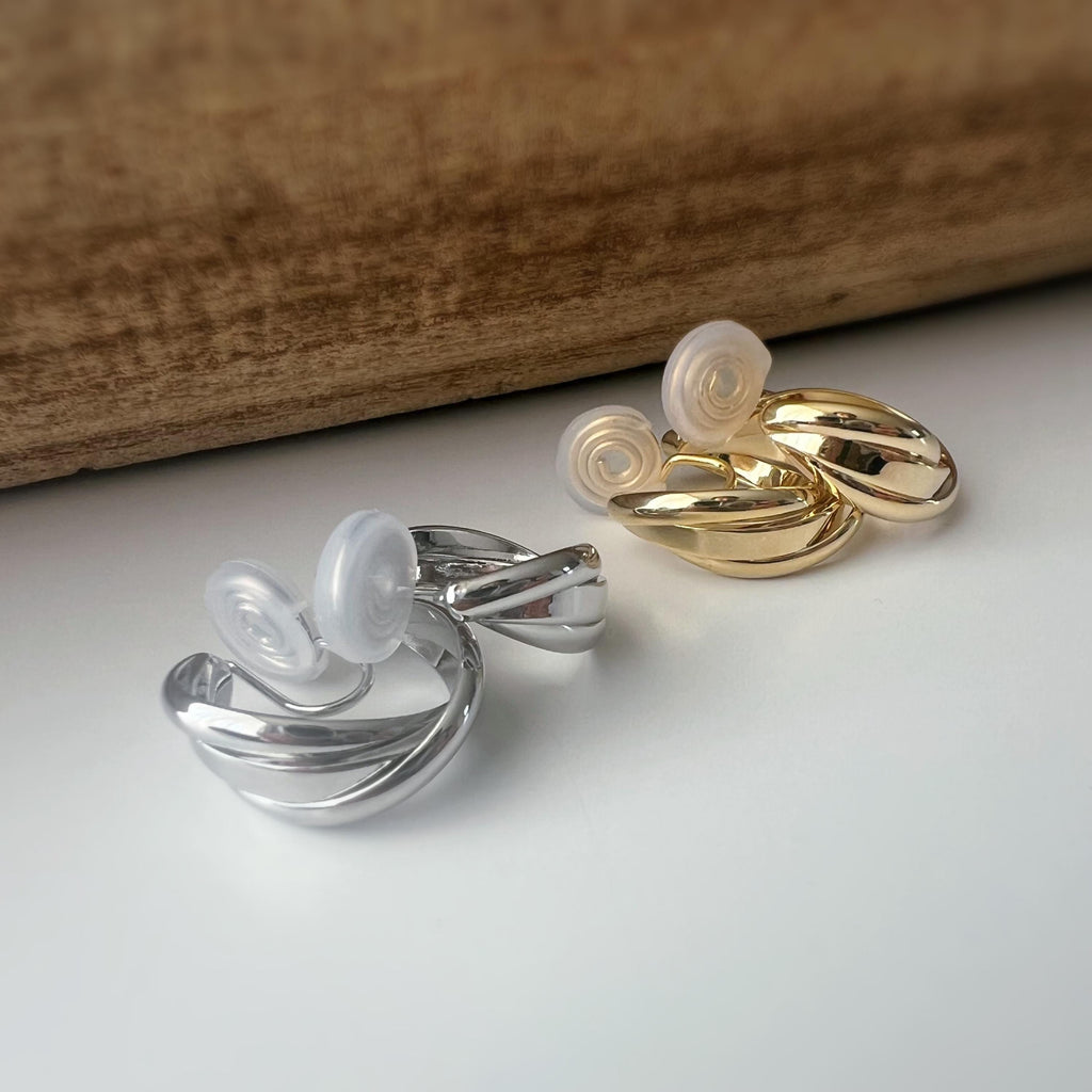SANS DOULEUR ! 20MM Boucles d'oreilles CLIPS U spirale Cercle torsadé Or /Argent Clips d'oreilles confortable Boucles Délicates