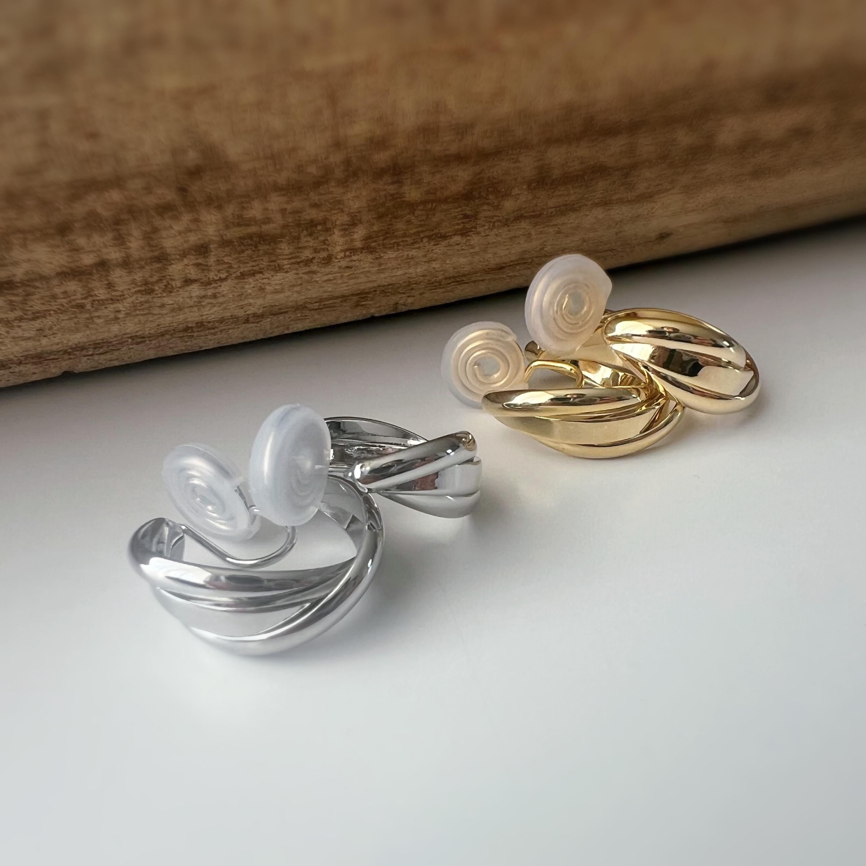 SANS DOULEUR ! 20MM Boucles d'oreilles CLIPS U spirale Cercle torsadé Or /Argent Clips d'oreilles confortable Boucles Délicates
