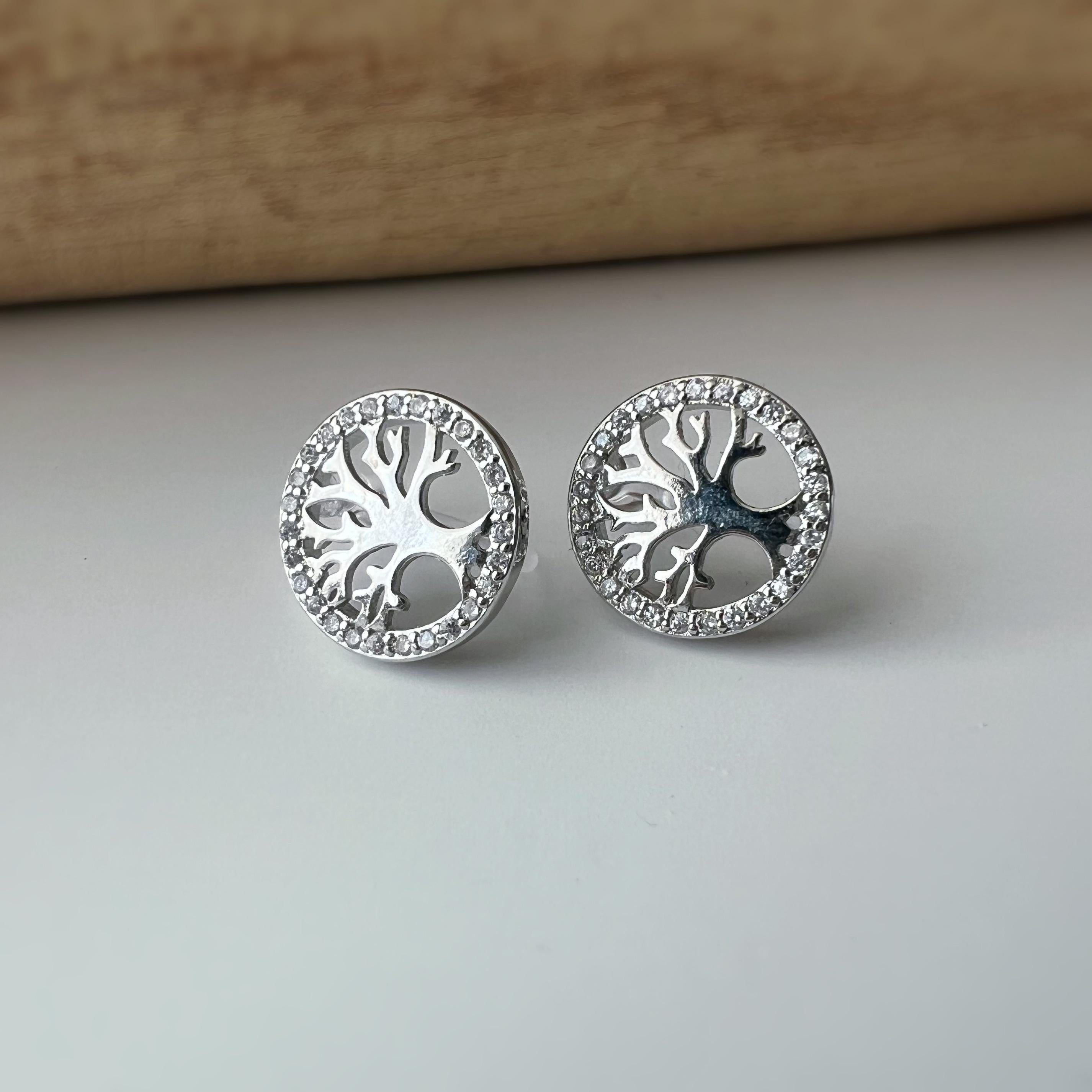 Boucles d'oreilles clips élégantes Arbre de vie Or /Argent. Bordure sertie strass pour une touche scintillante Confortables et sans perçage.