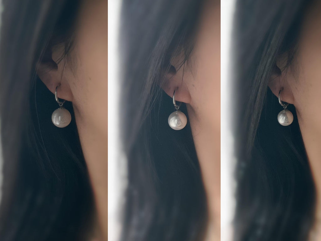 2 en 1 Élégantes boucles d’oreilles clip perle blanc nacré/ Café au lait nacré légère Parfait pour une touche chic intemporelle Créoles 15mm