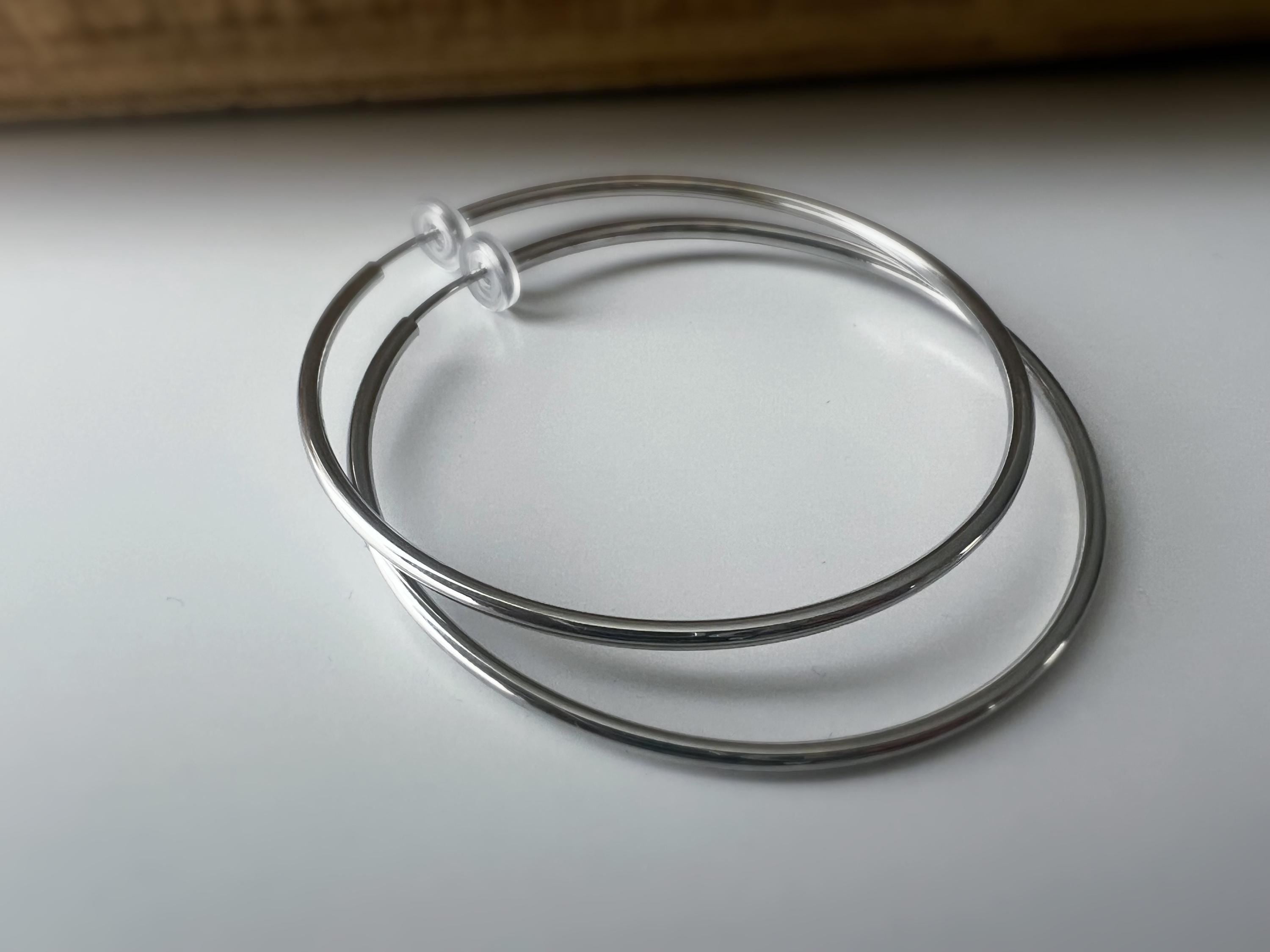 60mm Créoles Anneaux, Boucles d'oreille CLIPS Anneaux Créoles couleur Or Rose/ Or /Argent, Clips d'oreilles, Créoles 6cm