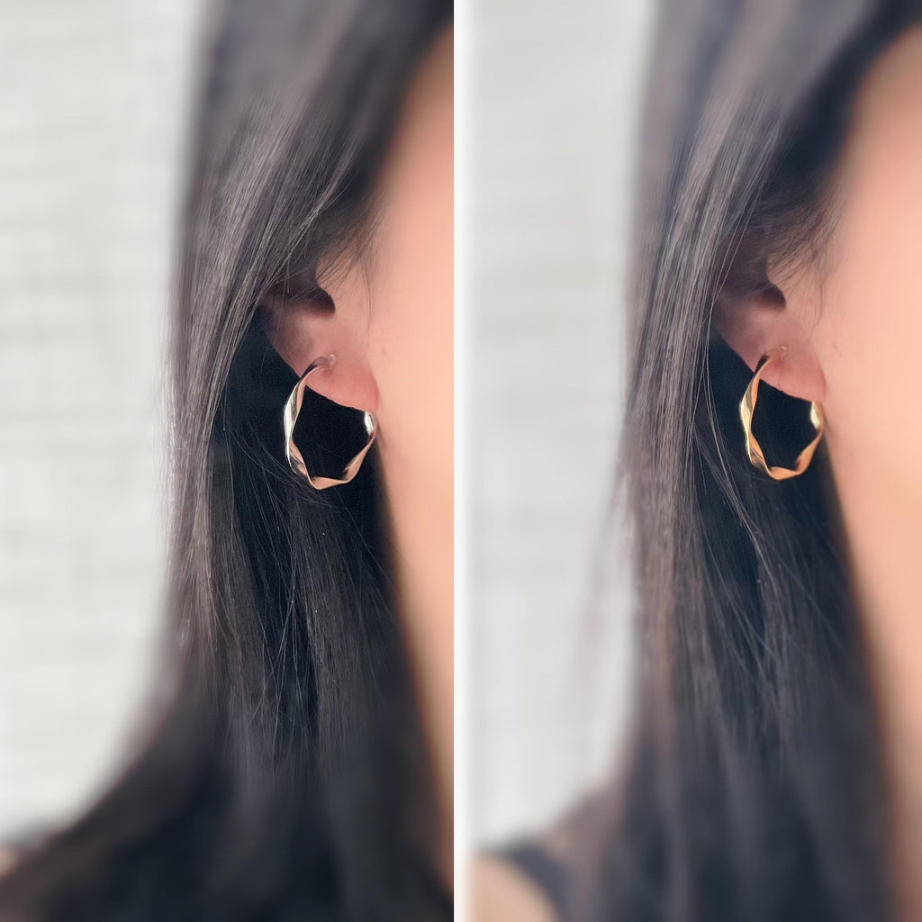 Anneaux Créoles Torsadé Clips Invisibles, Boucles d'oreille Créoles CLIPS couleur Or / Argent, oreilles non percées, Anneaux Créoles.