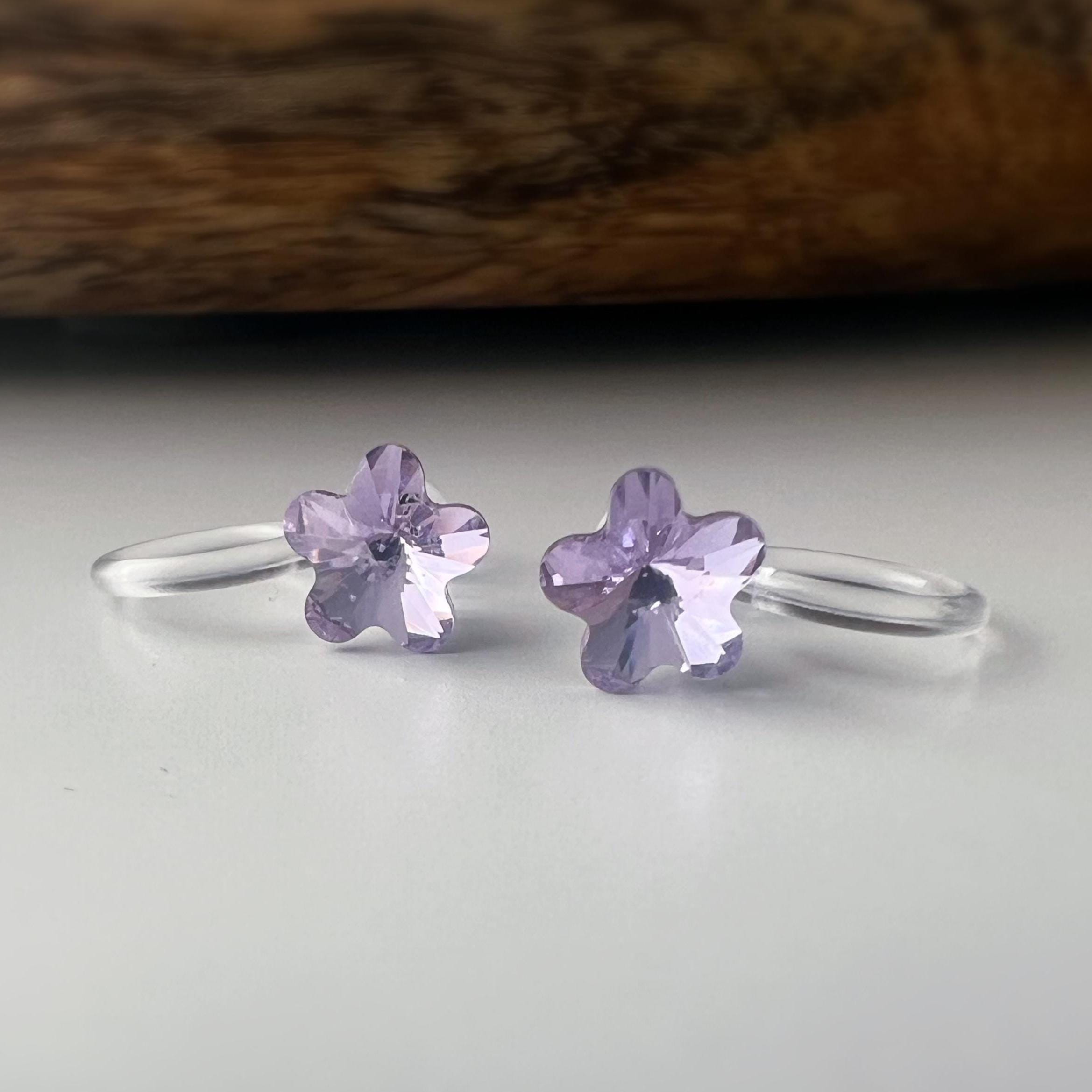 Sweet Mini Fleur Cristaux PureCrystal Boucles d’oreilles clip légères et confortables, idéales pour illuminer vos tenues sans perçage.