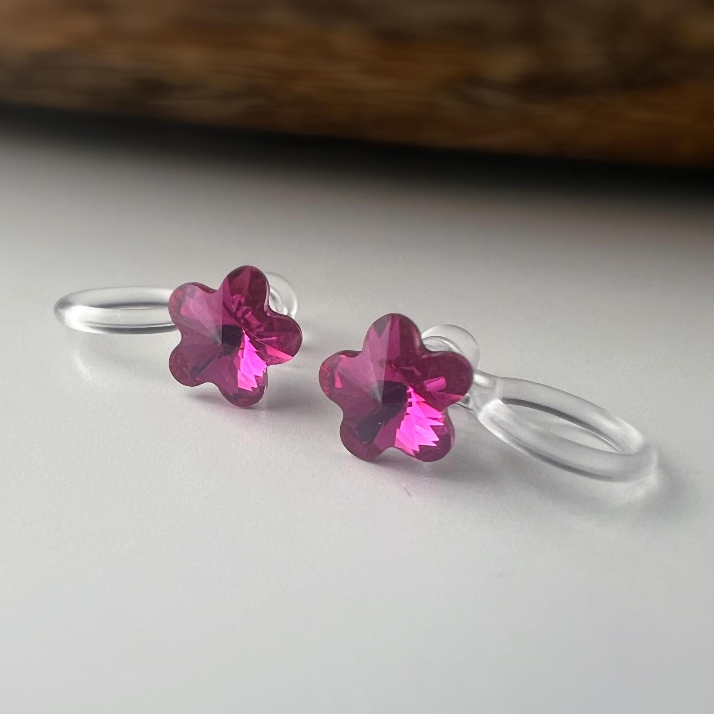 Sweet Mini Fleur Cristaux PureCrystal Boucles d’oreilles clip légères et confortables, idéales pour illuminer vos tenues sans perçage.