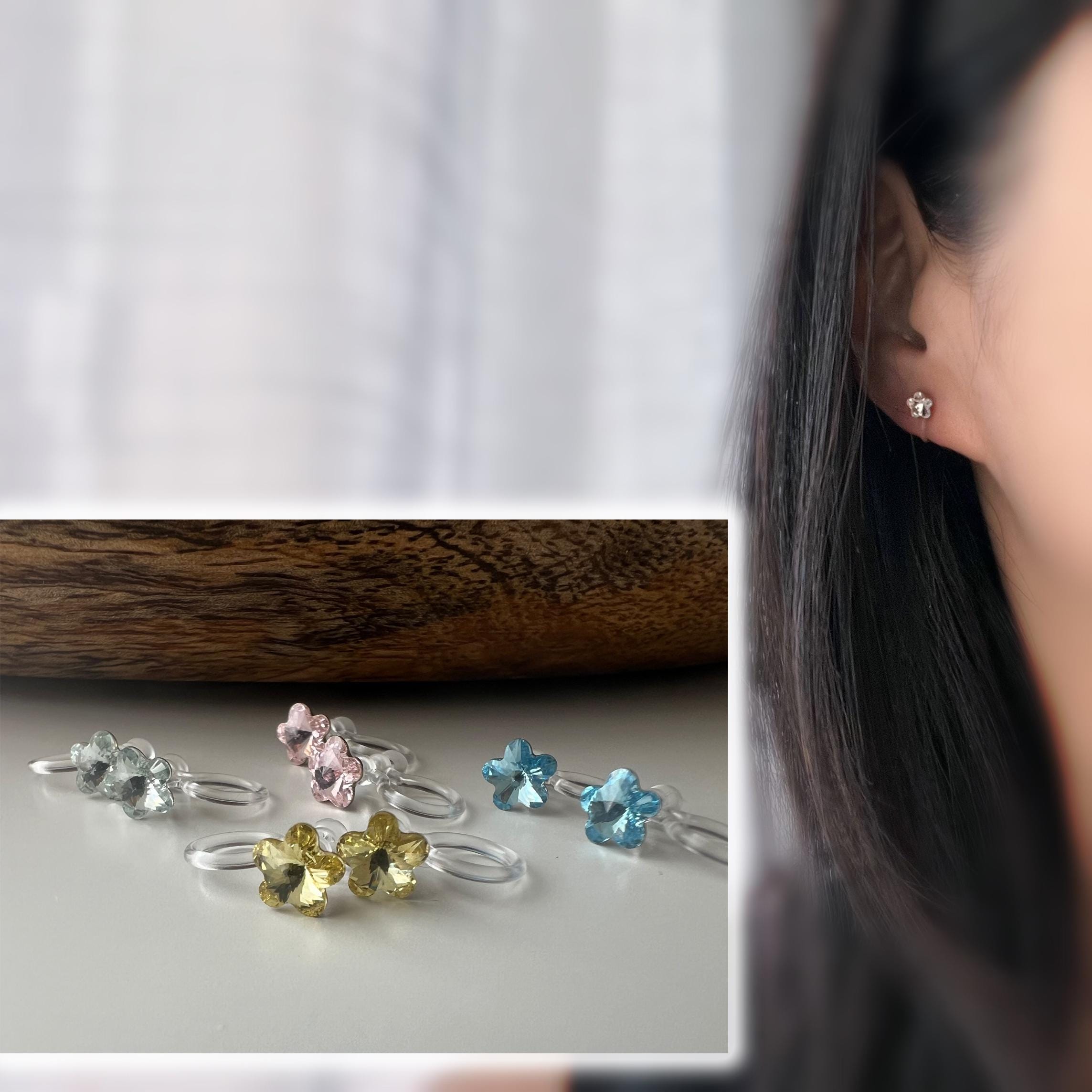 Sweet Mini Fleur Cristaux PureCrystal Boucles d’oreilles clip légères et confortables, idéales pour illuminer vos tenues sans perçage.