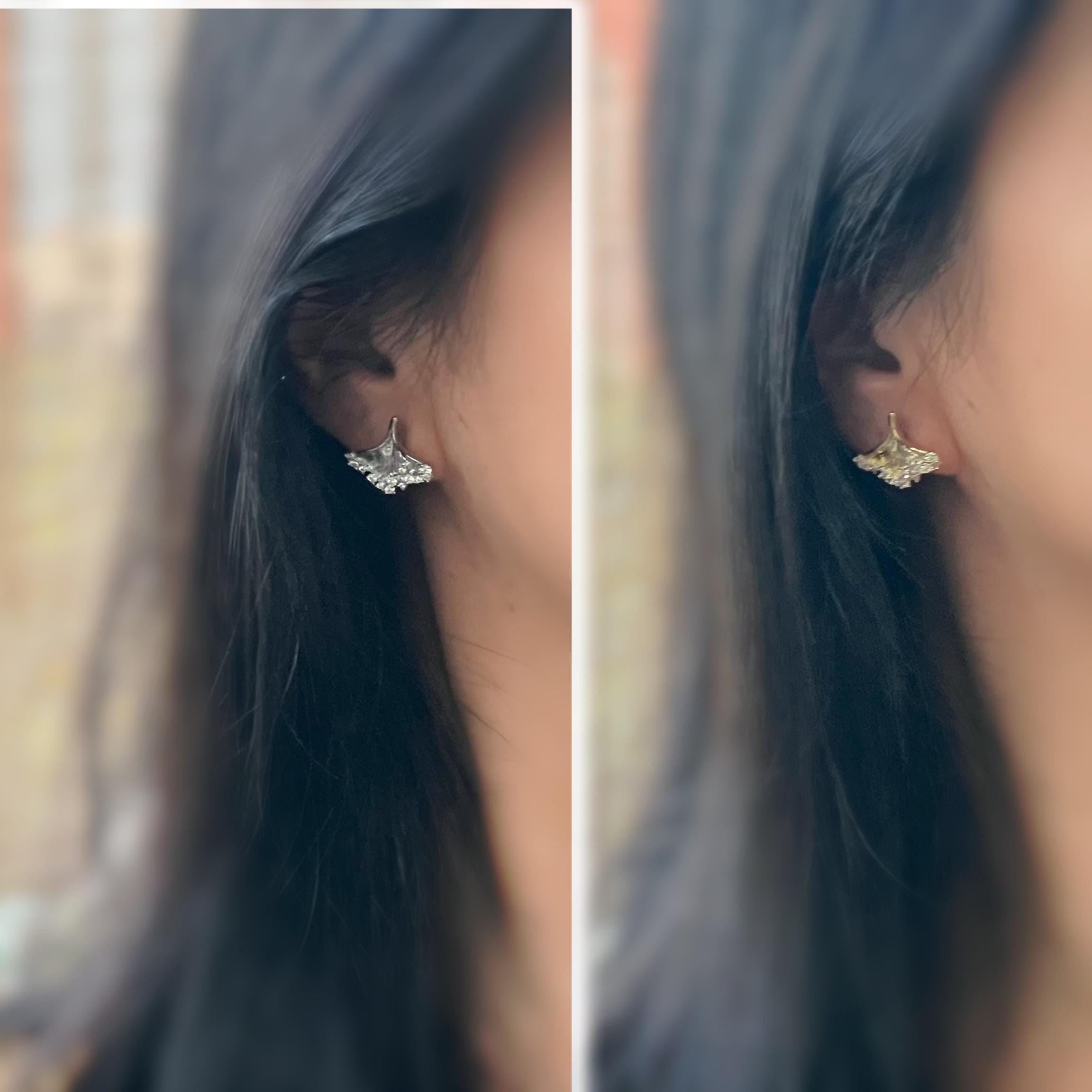 Boucles d’oreilles CLIPS feuille de ginkgo scintillante, élégantes et confortables, zircon raffiné, style naturel sans perçage