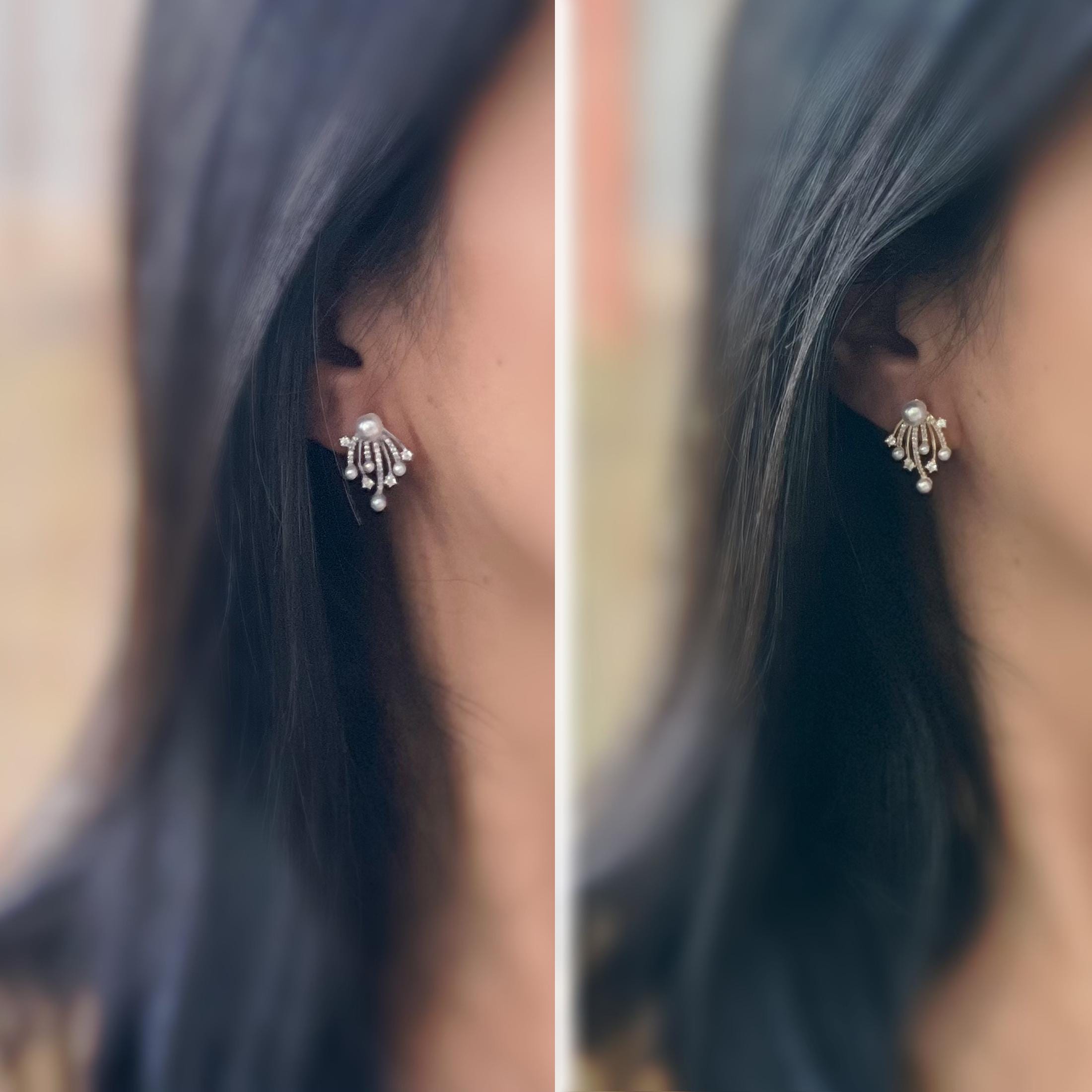 Boucles d’oreilles CLIPS élégantes façon feu d’artifice perles et zircon scintillant style raffiné sans perçage parfaites pour les occasions