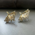 Boucles d’oreilles CLIPS feuille de ginkgo scintillante, élégantes et confortables, zircon raffiné, style naturel sans perçage