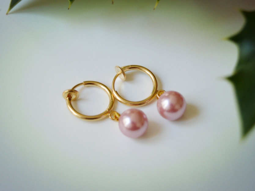 Clip Pearl Earrings (white/ pink/ gray)