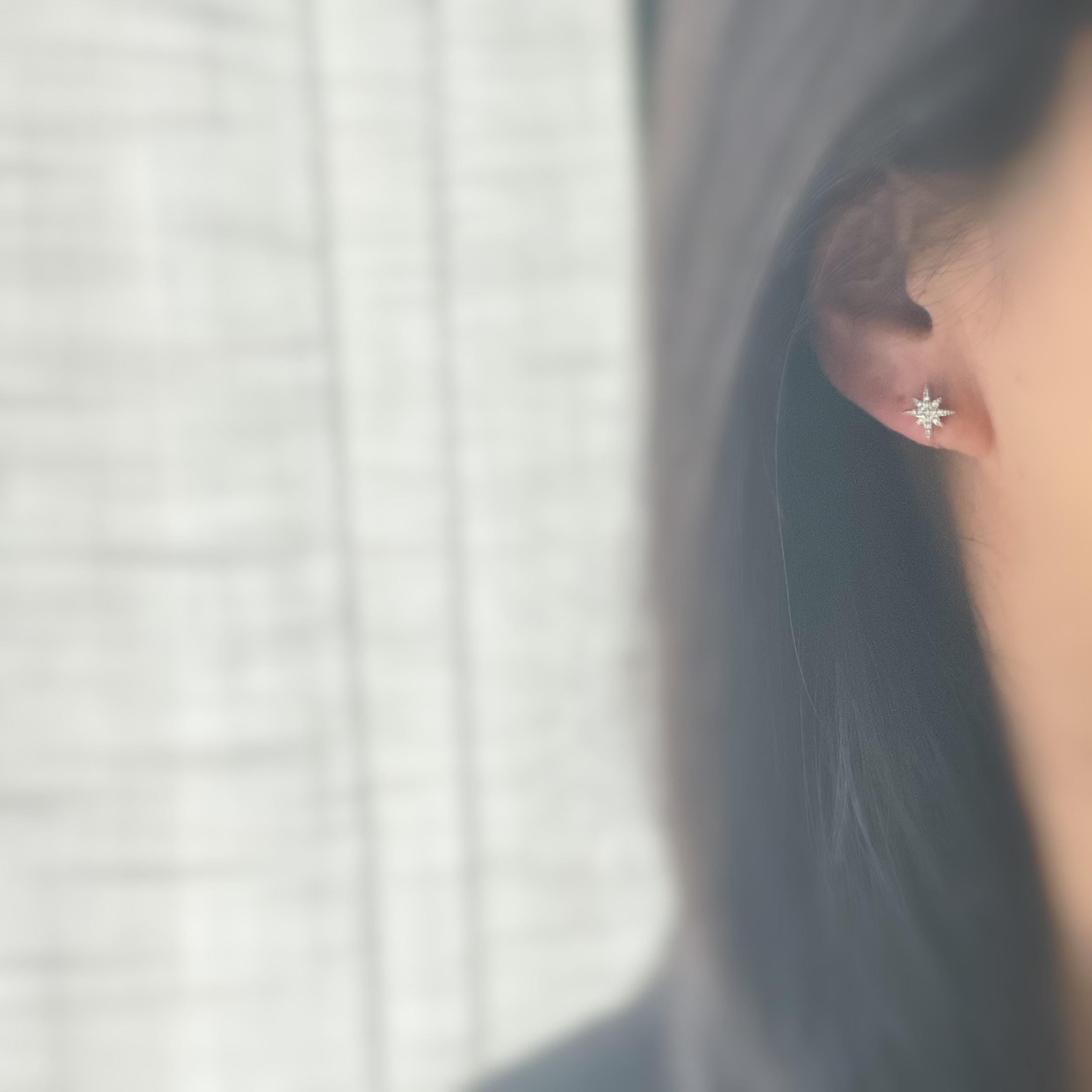 Clips d’oreilles étoile zircon – Couleur or, argent ou or rose – Sans perçage