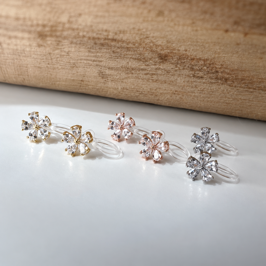 Fleur scintillante or / argent / or rose