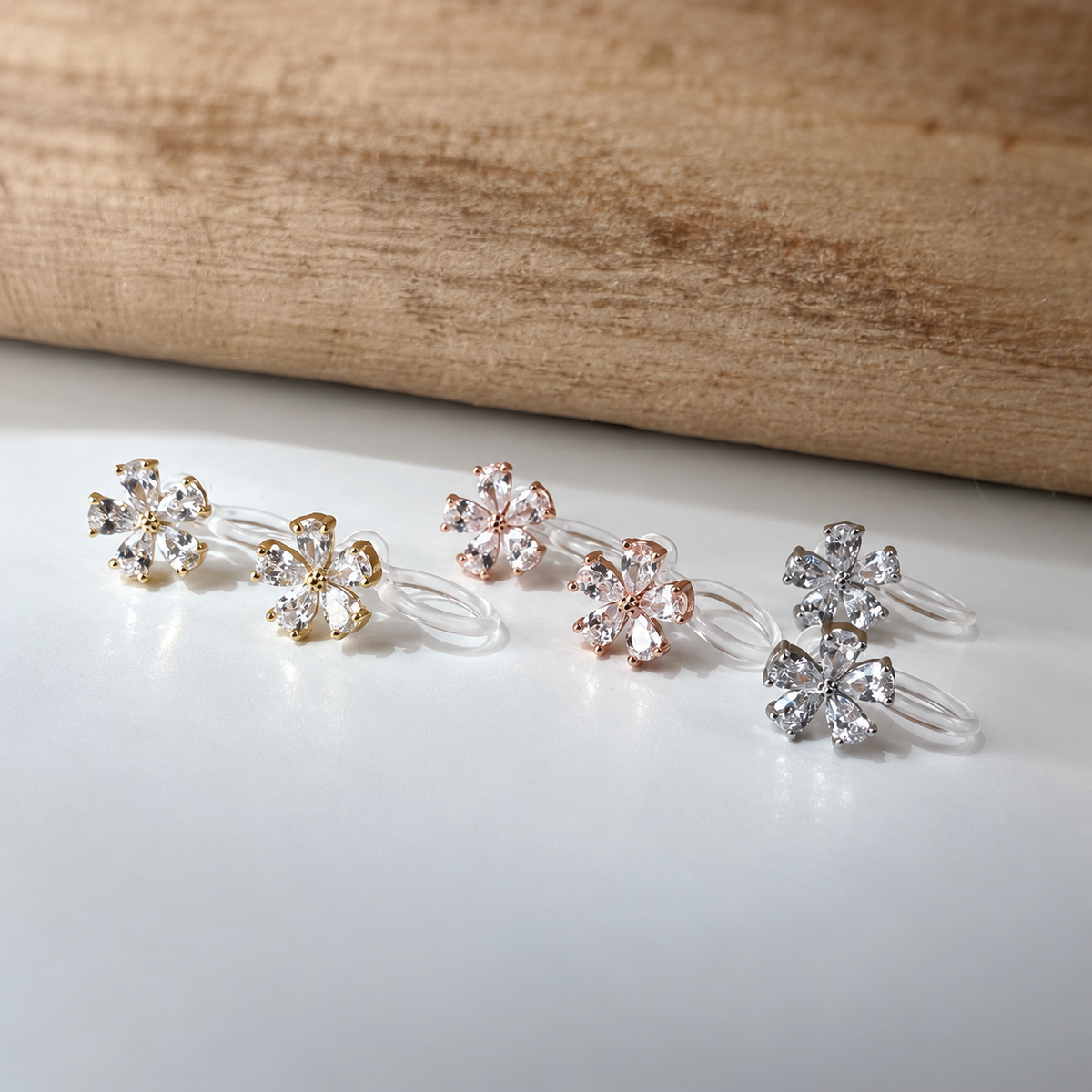 Fleur scintillante or / argent / or rose