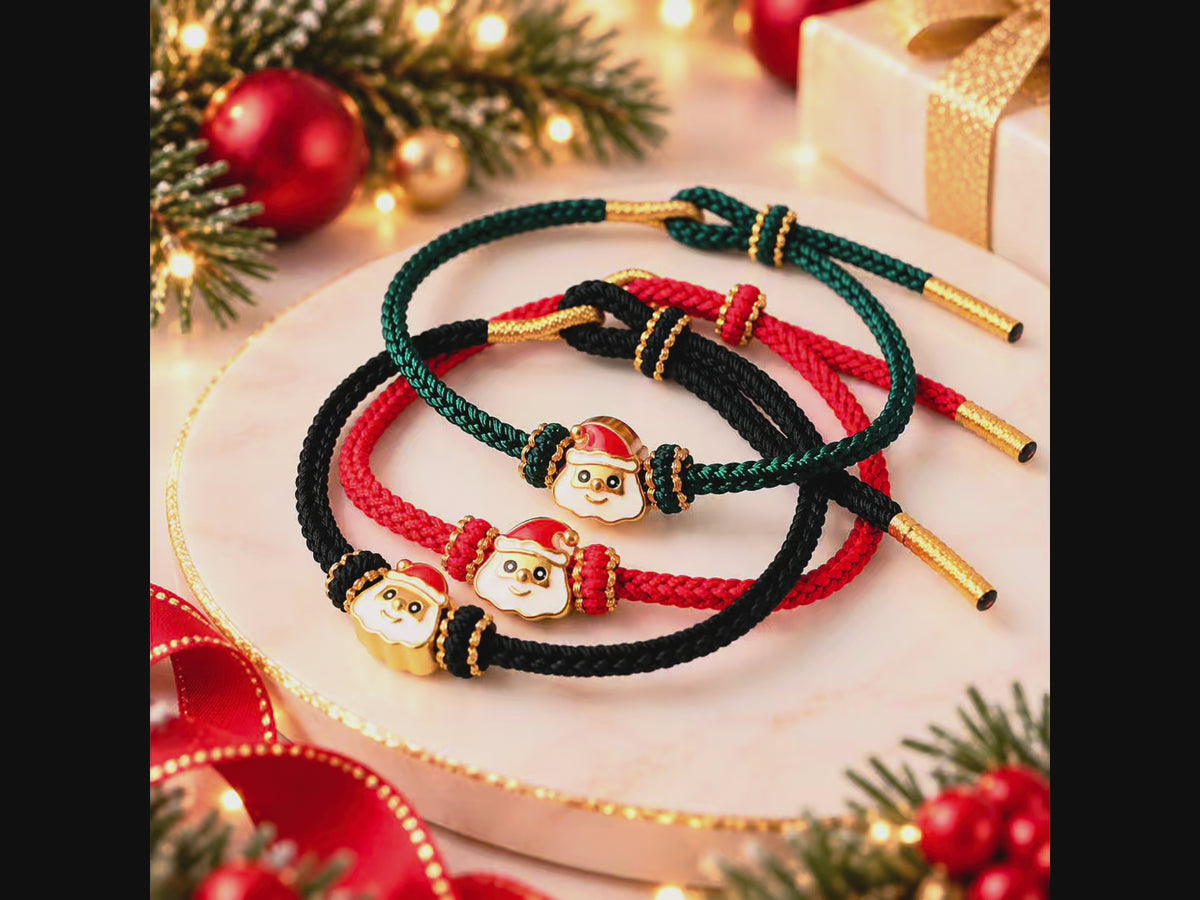 Bracelet de Noël tressé avec Père Noël – 4 couleurs