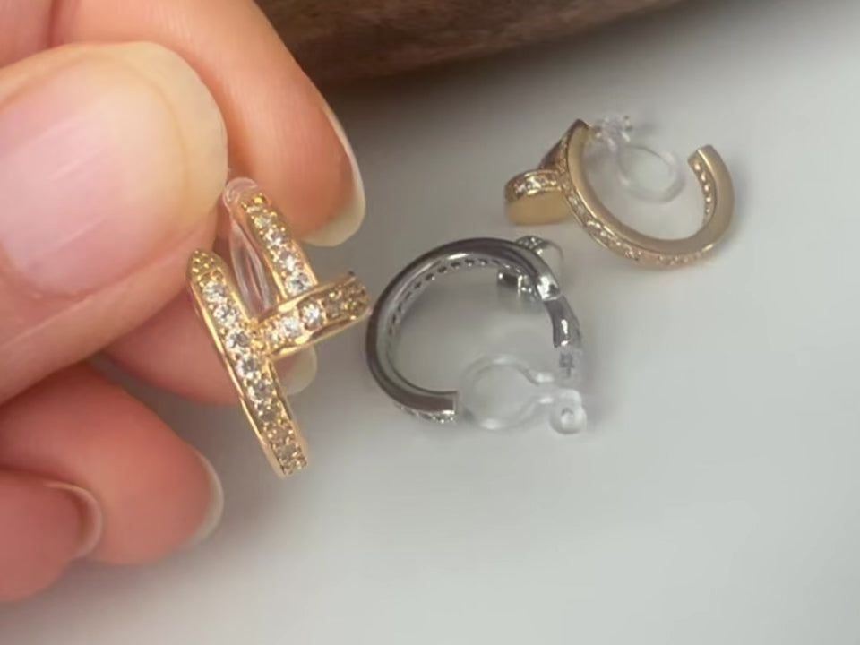 Silver/Gold Open Hoop Clip-On Earrings