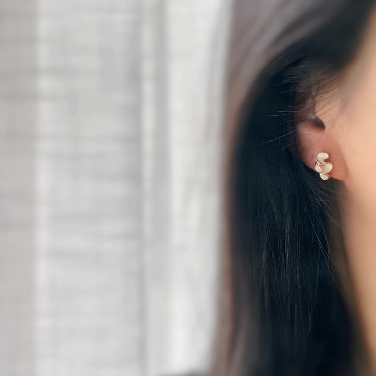 Pretty petal clip-on earrings with cream enamel finish