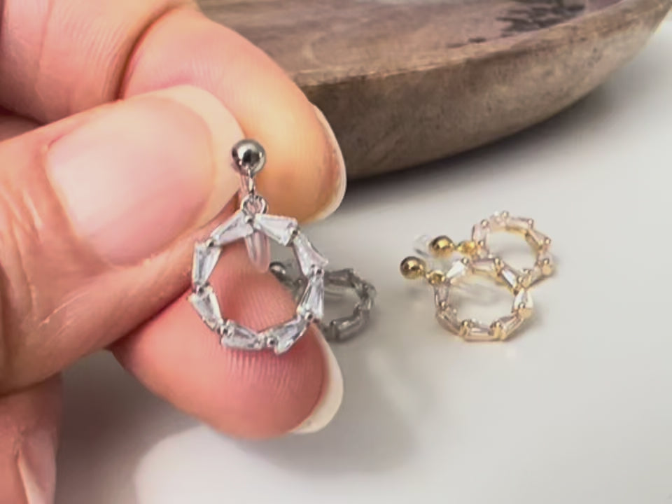 Silver gold-colored hoop link clip-on earrings