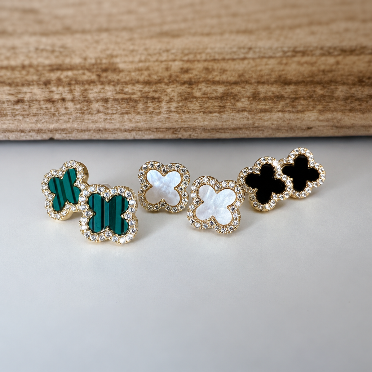 Trèfle à 4 Feuilles Or & Mini Zircon